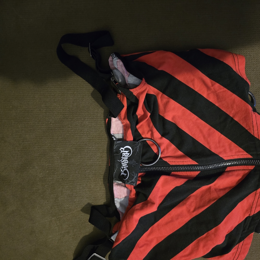 Killstar Diagonal Red and Black Striped Top